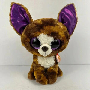 Rare TY Beanie Boos Dexter Chihuahua 9” Medium ✨ Purple Sparkle Eyes | 2017 HTF